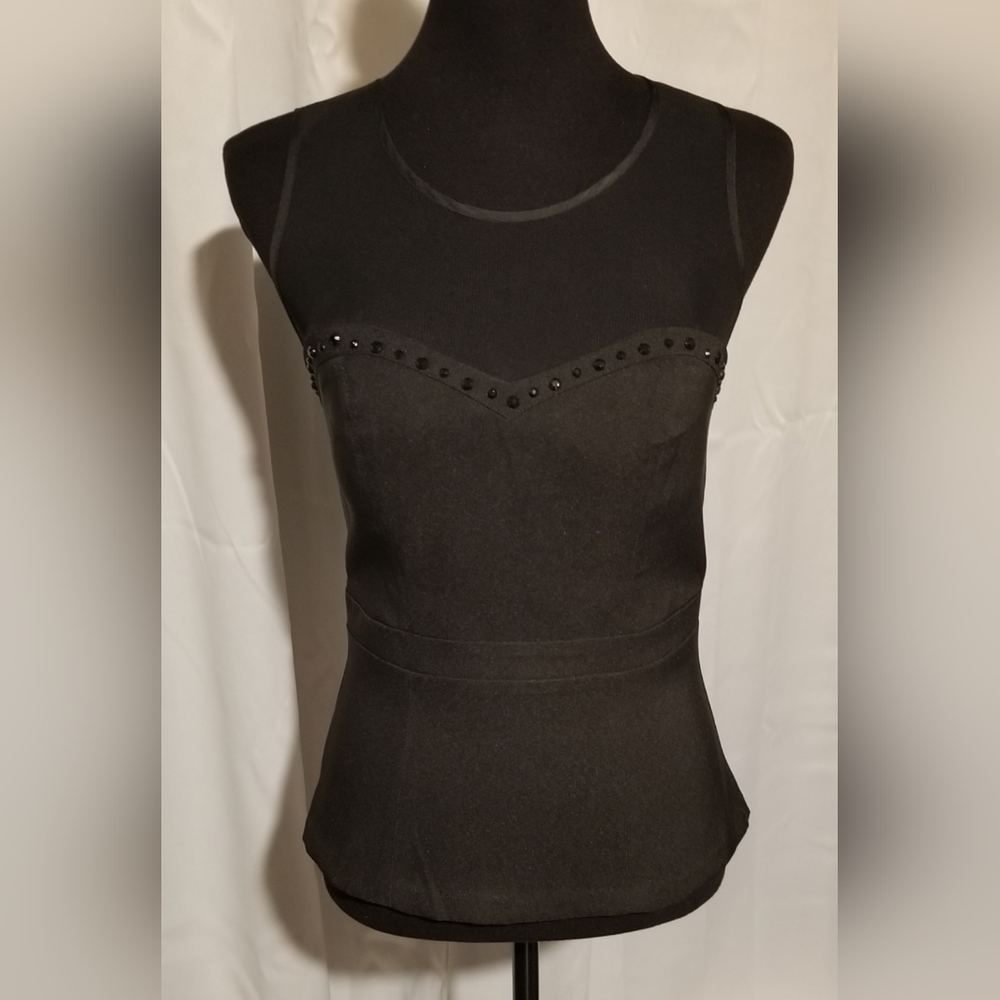 XOXO black sleeveless top w/ black studded accents, new w/out tags. Size: Medium